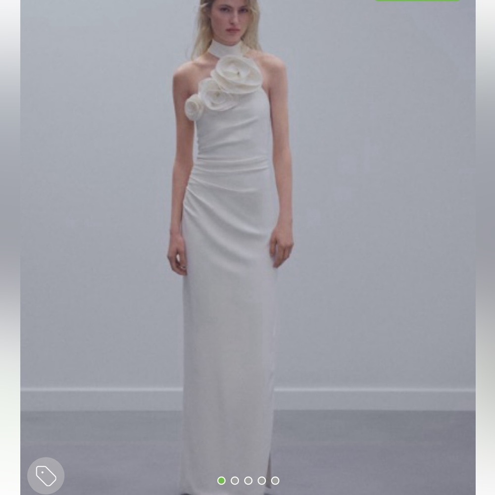 White Gown Neck Tie Floral Decals
